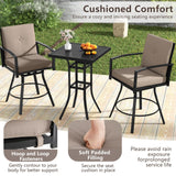 Tangkula 3 Pieces Patio Swivel Bar Set