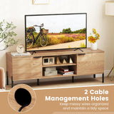 Tangkula 2-Door TV Stand with Charging Station for TVs up to 65”