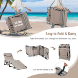 Tangkula Tanning Chair, Outdoor Folding Beach Lounge Chair with Face Hole