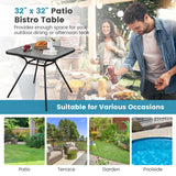 Tangkula Outdoor Dining Table for 4 Persons, 32"x 32" Patio Bistro Table with 1.8" Umbrella Hole