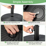Tangkula Fillable Umbrella Base Stand, Water & Sand Filled 66 lbs Heavy-Duty Patio Umbrella Weighted Stand