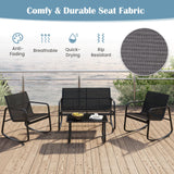 Tangkula 4 Piece Patio Rocking Set, 2 Rocking Chairs & Loveseat with Glass-Top Table