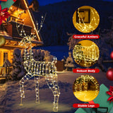 Tangkula 6 FT Lighted Christmas Reindeer, 3D Buck Xmas Decoration with 300 Warm White LED Lights
