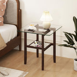 Tangkula Square Glass Side Table