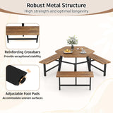 Tangkula 6 Person Acacia Wood Picnic Table