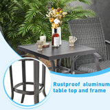 Tangkula Patio Swivel Bar Chairs Set of 2, Aluminum 360 Swiveling Bar Height Chair with 4D Air Fiber Cushion