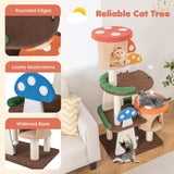 Tangkula 57.5 Inch Mushroom Cat Tree, Multi-Level Cute Cat Tower