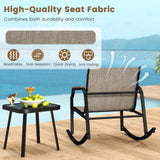 Tangkula 3 Piece Patio Rocking Bistro Set with Tempered Glass Coffee Table