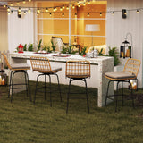 Tangkula Patio Swivel Barstools, Wicker Bar Height Chairs w/Soft Seat Cushions