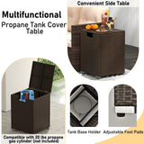 Tangkula 4 Pieces Patio Furniture Set with 32” Fire Pit Table and Propane Tank Cover