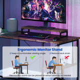 Tangkula L Shaped Desk with LED Strip with Power Outlets
