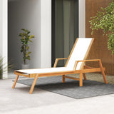 Tangkula Patio Chaise Lounge Chair, 5 Position Adjustable Acacia Wood Patio Lounger