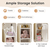 Tangkula Bathroom Storage Cabinet with Adjustable Shelves & Open Compartment