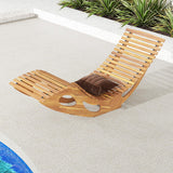 Tangkula Outdoor Chaise Lounge Chair, Acacia Wood Rocking Sun Lounger with Slatted Backrest and Seat