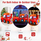 Tangkula 8.6 FT Lighted Christmas Inflatable Santa Claus on Train with Deer & Christmas Tree