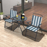 Tangkula 3 Piece Outdoor Folding Chair Set, 2 Folding Chairs with Folding Table