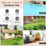 Tangkula 63-Inch Outdoor Dining Table, Patio Dining Table for 6 People w/Acacia Wood Tabletop & Metal Legs