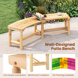 Tangkula Patio Curved Bench Solid Wood Fire Pit Bench