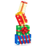 Tangkula 4 Ft Stackable Gift Boxes Set of 4 Stacked Christmas Present Boxes