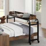 Tangkula Overbed Desk with Wheels Queen Size Mobile Bed Desk with Adjustable Height