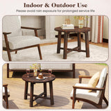 Tangkula Patio End Table with Solid Wood Structure