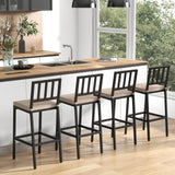 Tangkula Patio Bar Chairs, Heavy-Duty Metal Frame Bar Stools w/Backrest, Indoor Outdoor Barstools