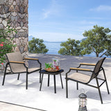 Tangkula 3 Piece Outdoor Bistro Set with Breathable Fabric Seat