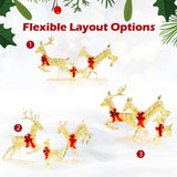 Tangkula 3-Piece Outdoor Christmas Lighted Reindeer Family Set, Light up Xmas Deer Decorations ( 3.4 FT+3.1 FT+1.6 FT )