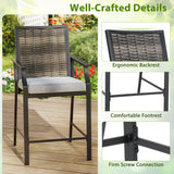 Tangkula Patio Bar Stools(w/Armrest)