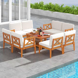 Tangkula 5/10 Pieces Acacia Wood Patio Furniture Set, Outdoor Sectional Conversation Set with Cushions
