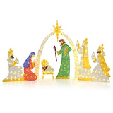 Tangkula 7 Pieces Large Christmas Lighted Nativity Scene Set