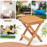 Tangkula Outdoor Folding Side Table, Hardwood Patio Bistro Table with Slatted Tabletop & X-Shaped Legs
