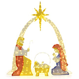 Tangkula Christmas 6 Feet Lighted Nativity Scene Yard Decoratio with 240 Warm White LED Lights