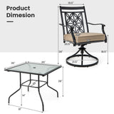 Tangkula 5 Pieces Outdoor Dining Set for Garden and Backyard