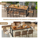 Tangkula Outdoor Dining Table for 8, 79 Inches Acacia Wood Patio Table with 1.9 Inches Umbrella Hole