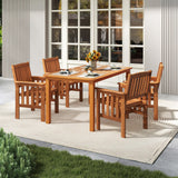 Tangkula Patio Chairs Set of 2/4 Outdoor Solid Wood Chairs with Slatted Seat and Inclined Backrest