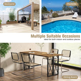 Tangkula 67 Inch Outdoor Dining Table, Acacia Wood Patio Table with 2 Inch Umbrella Hole