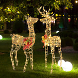 Tangkula 2 Pieces Lighted Christmas Reindeer Family Set with 230 LED Lights