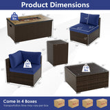 Tangkula 7 Pieces Patio Furniture Set with 32” Fire Pit Table and Propane Tank Cover