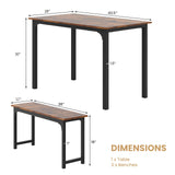 Tangkula 3-Piece Dining Table Set with Bench