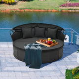 Tangkula Outdoor Patio Round Daybed with Retractable Canopy