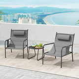 Tangkukla 3 Piece Outdoor Bistro Set, Patio Metal Chair & Coffee Table Set