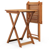 Tangkula 20 Inch Patio Folding Table, Outdoor Hardwood Bistro Table with Slatted Tabletop, Square Wood Foldable Table for Backyard