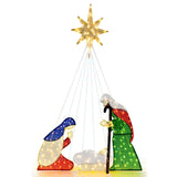 Tangkula 6 FT Christmas Lighted Nativity Scene Set, Pre-Lit Xmas Scene with 240 LED Lights