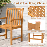 Tangkula Outdoor Wood Dining Chairs Set of 2/4 Slatted Patio Heavy Duty Acacia Armchairs