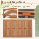 Tangkula 4 Piece Patio Wood Furniture Set, Acacia Wood Sofa Set w/Loveseat, 2 Chairs & Coffee Table