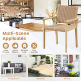 Tangkula Outdoor Chairs Set of 2/4, Patio Dining Chairs w/Paper Rope Woven Seat