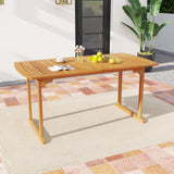Tangkula 3 Piece Acacia Wood Patio Dining Table Set