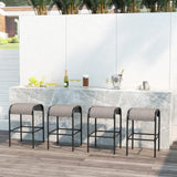 Tangkula Outdoor Bar Stools Set of 2/4, 30" Bar Height Bistro Stools with Breathable Fabric Seat & Heavy-Duty Metal Frame