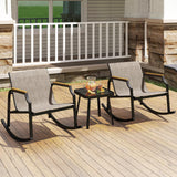 Tangkula 3 Piece Patio Rocking Bistro Set with Tempered Glass Coffee Table